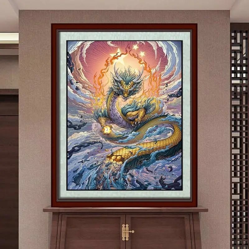 中国龙手工点贴钻插画动漫