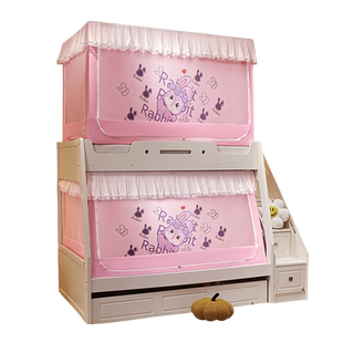 儿童子母床蚊帐一体式床帘遮光上铺卧室床上下双层床下铺梯形专用