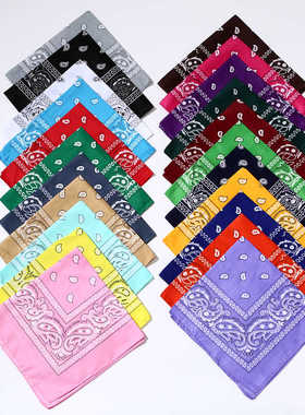 港风腰果花方巾ins复古头巾涤纶围巾紫色发带女百搭围巾围脖头带