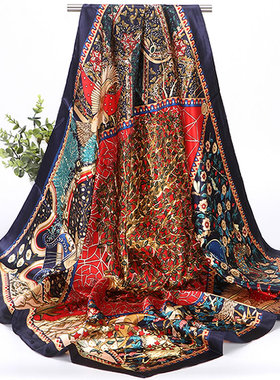 90仿真丝绸缎面围巾丝巾大方巾女秋冬季新款百搭洋气时尚薄款披肩