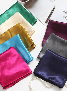 春秋冬季新款纯色丝巾60cm方巾女职业装饰礼品色丁小纱巾围巾