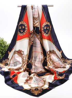 90x90丝巾秋新·款洋气时尚大方巾搭配衬衫围脖2024新款包头围巾