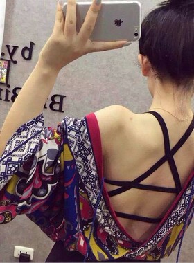 夏季U型少女后背交叉带文胸 透气无钢圈美背文胸抹胸背心性感内衣