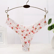 Quần lót lụa hoa hồng gợi cảm Quần lót nữ Áo thun in Quần cotton một mảnh Sexy liền mạch - G-string