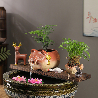 生态流水陶瓷罐古法鱼养鱼缸