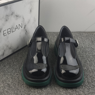 EBLAN伊伴撤柜断码真皮女鞋玛丽珍鞋女复古学院风气质厚底小皮鞋