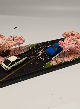 1/64 TLV拓意MINIGT合金车INNO浪漫樱花场景头文字d藤原拓海AE86