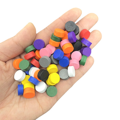 木制棋子几何圆形棋子彩色圆片实木圆片桌游配件1cm 10mm