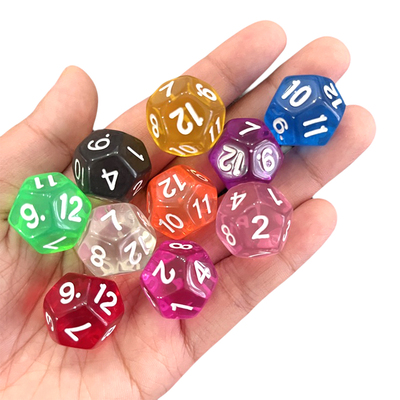 12面骰子 十二面色子 多色颜色透明实色 D12骰子桌游跑团多面色子