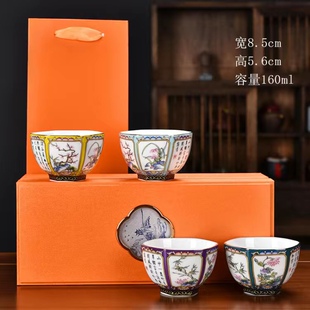 高颜值茶杯个人杯主人杯单杯高档珐琅彩茶杯家用中式国风纪念杯子