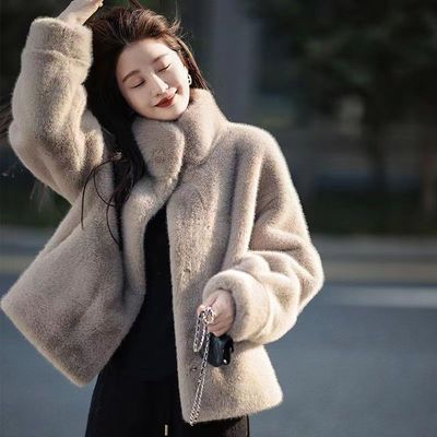 环保水貂立领保暖毛毛外套