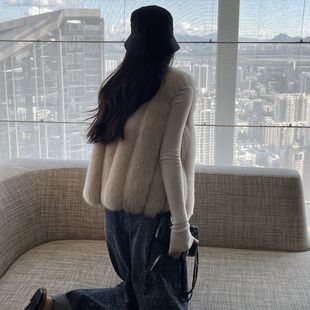 时尚秋冬环保貂皮马甲外套年轻水貂背心皮草坎肩新款海宁皮草马甲