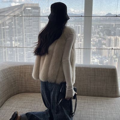 时尚秋冬环保貂皮马甲外套