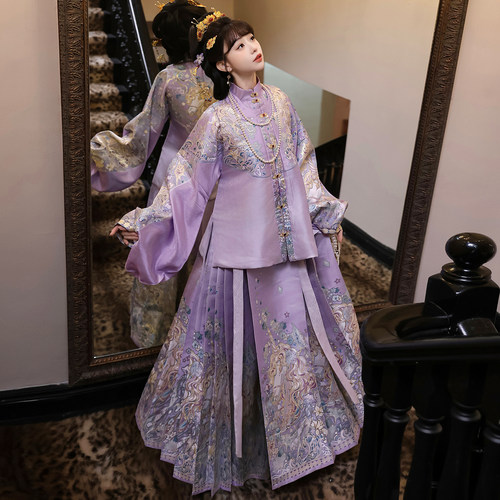 汉坊华明重工织金仿妆花对襟短袄