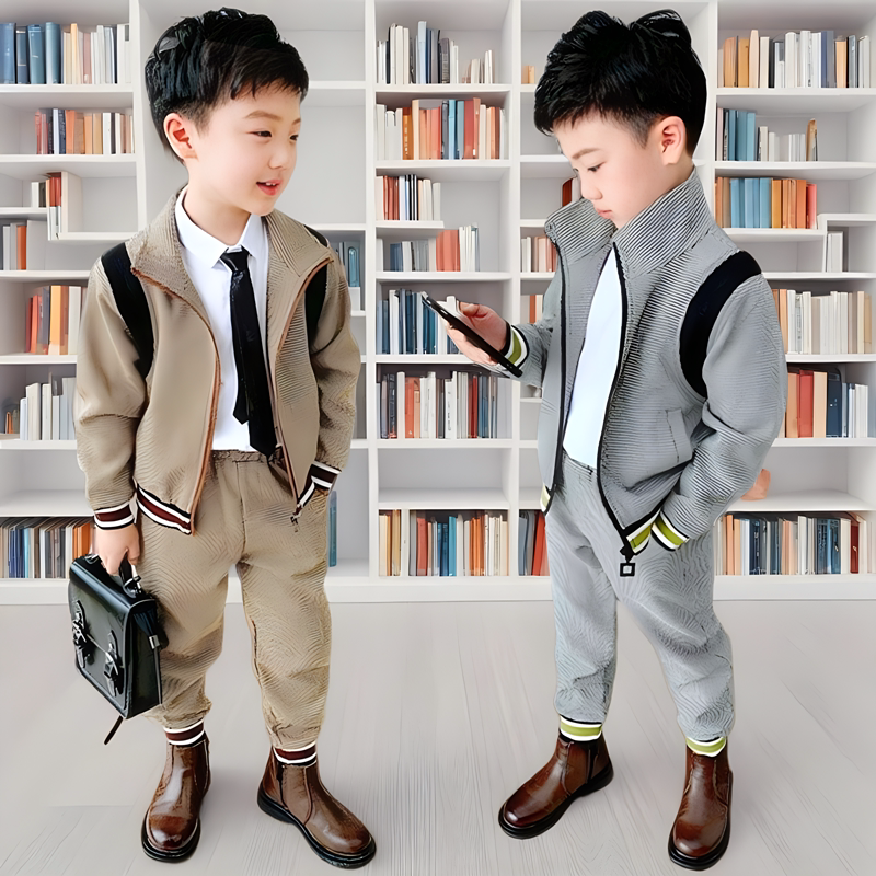 男童秋装套装2024新款儿童外套春秋男孩运动服棒球服韩版休闲衣服