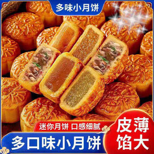 遂雅广式迷你小月饼水果豆沙莲蓉蛋黄五仁独立散装多口味糕点零食