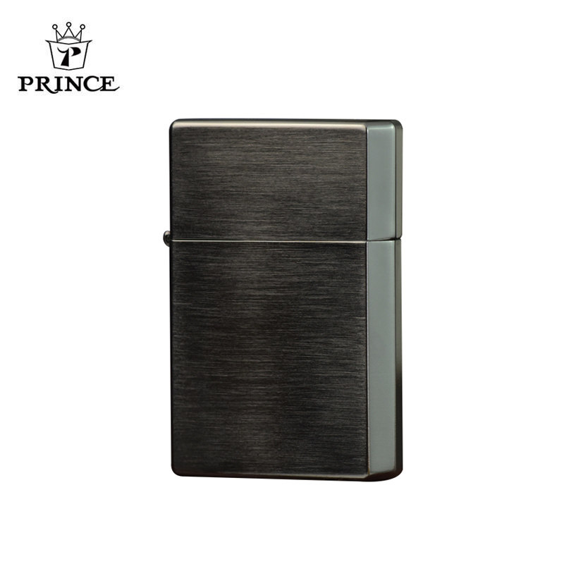 进口王子极酷PRINCE正品铜材质煤油打火机黑色拉丝可免费刻字图案