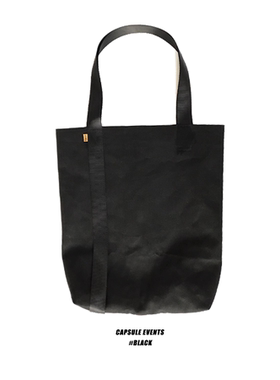 CAPSULE EVENTS胶囊事件 黑色牛仔红格子内衬帆布袋 小众设计单肩