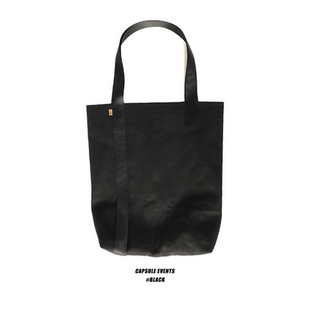 小众设计单肩 黑色牛仔红格子内衬帆布袋 CAPSULE EVENTS胶囊事件