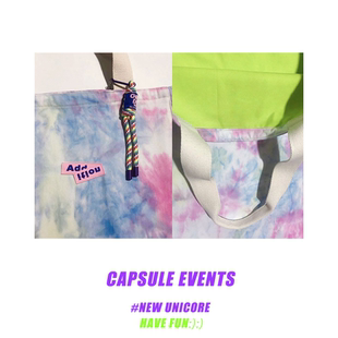 CAPSULE 扎染撞色独角兽独立设计小众单肩帆布包 EVENTS胶囊事件