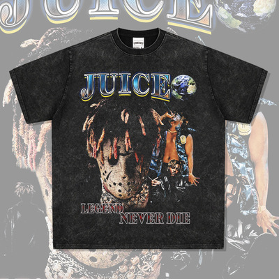 JuiceWrld美式嘻哈复古水洗短袖