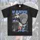 KanyeWest侃爷嘻哈说唱美式 T恤街头潮牌复古印花做旧水洗宽松短袖