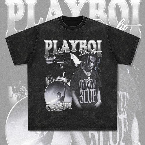 美式嘻哈说唱复古印花水洗短袖潮