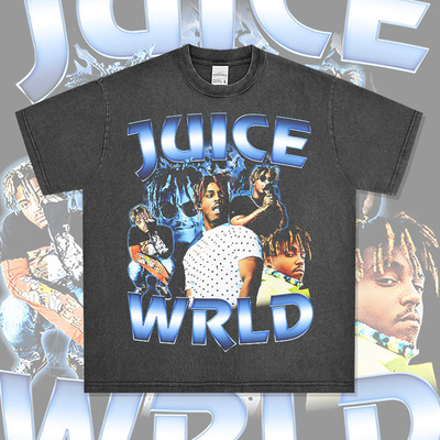 JuiceWrld美式嘻哈复古水洗短袖