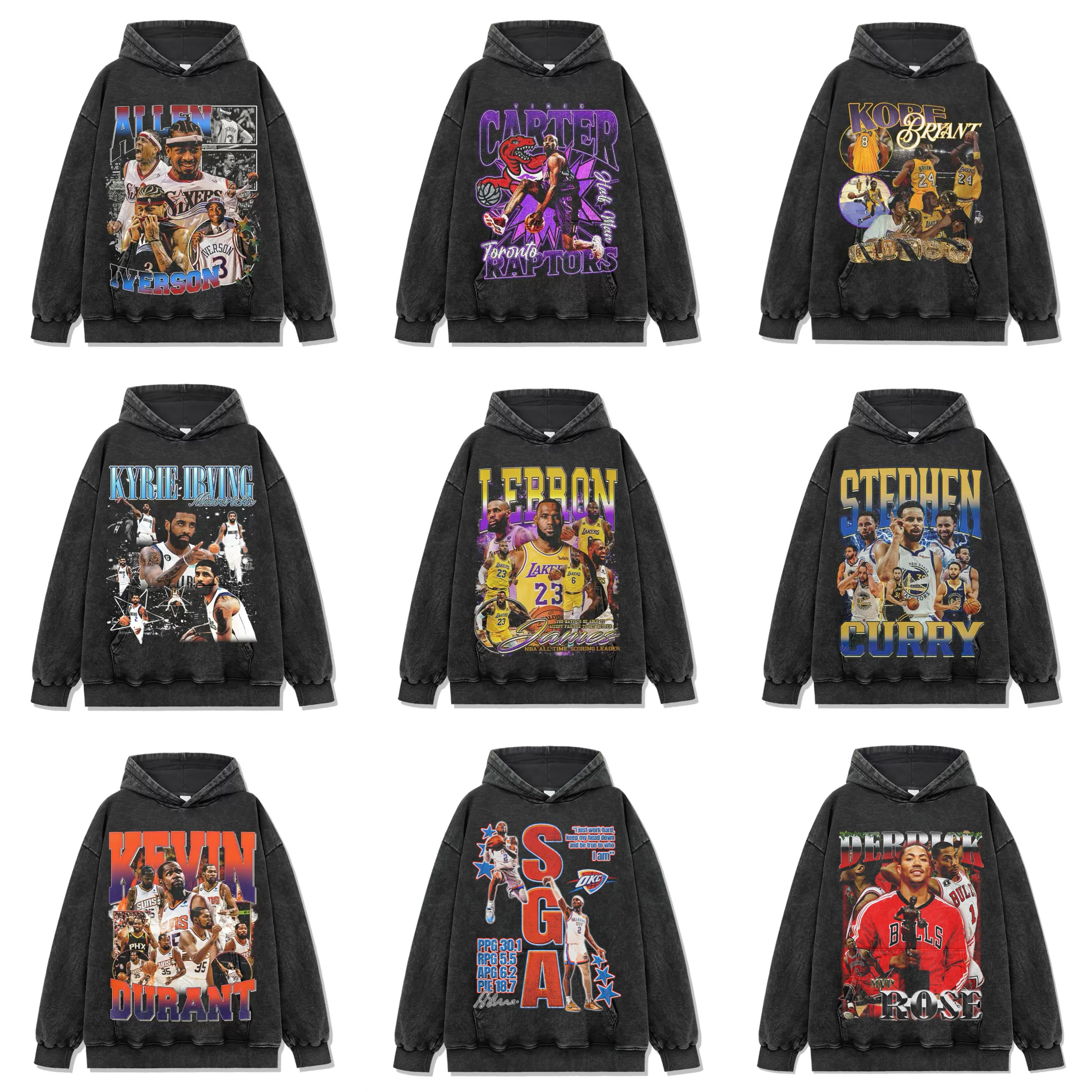 库里科比欧文美式水洗连帽卫衣潮