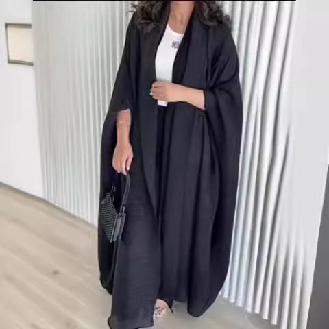 褶皱风衣外套女高级感春秋新款褶皱时尚翻领加肥加大过膝长款