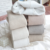 秋冬加绒打底裤 袜女螺纹显瘦外穿保暖九分米白烟灰色 棉燕麦色连裤