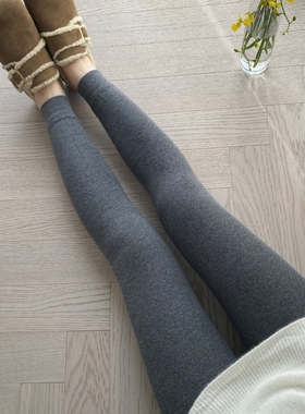 螺纹九分打底袜棉300克麻灰色秋冬加绒加厚连裤袜女外穿显瘦保暖