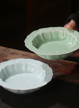 景德镇陶瓷盘家用釉下彩果盘商用酒店冷菜盘意境菜盘子干果盘仿宋