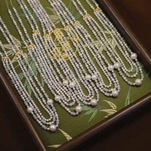 夙语轩原创设计天然淡水珍珠竹节三层项链