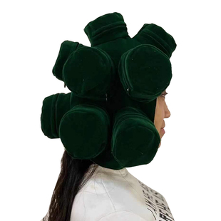 无烟植绒头部艾灸帽脑部耳部无烟纯铜艾灸盒12孔头部艾灸器随身灸