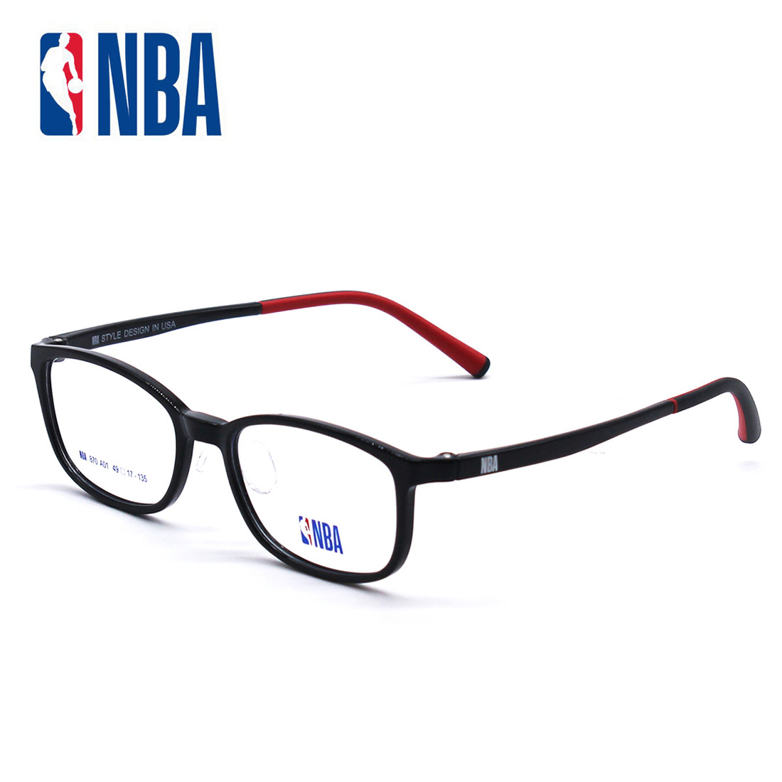 NBA870儿童学生青少年近视眼镜架超轻记忆镜框防脱落运动舒适方形