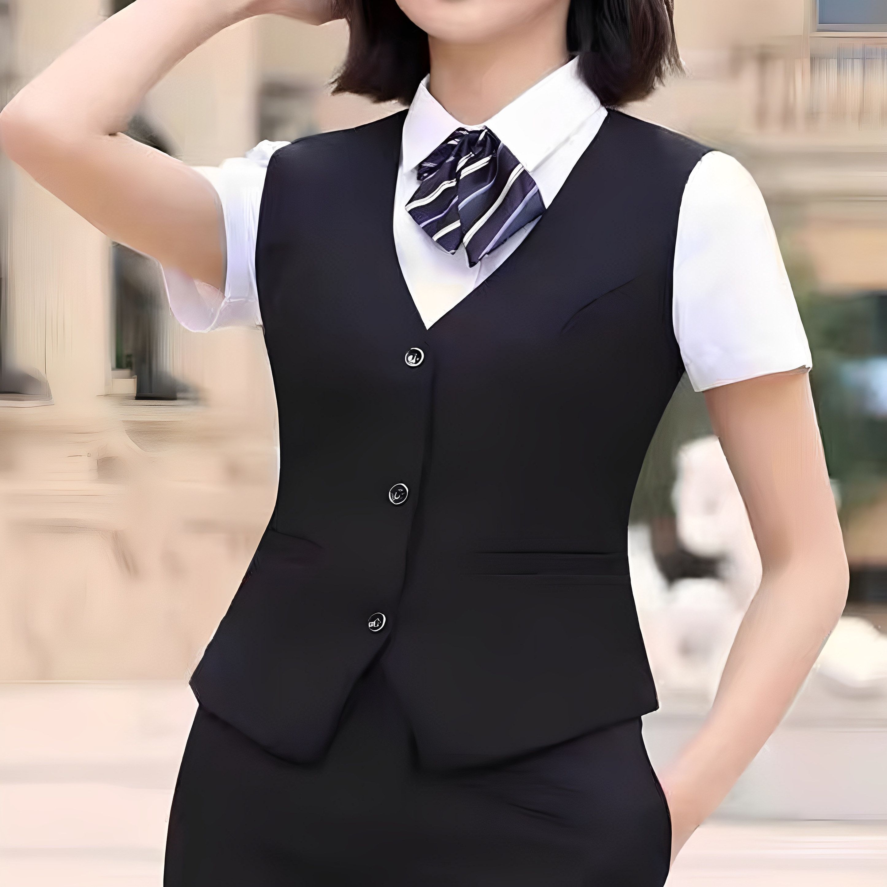 新款春秋职业装修身马甲女款工作服外穿背心短款银行酒店工装