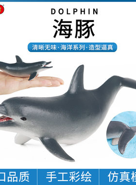 跨境儿童仿真实心海洋动物玩具模型宽吻海豚白鲸海狗认知鱼缸摆件