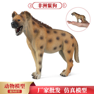 儿童实心非洲鬣狗模型仿真野生动物猎狗土狼摆件认知静态模型玩具