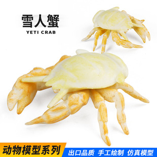 跨境儿童仿真螃蟹模型雪人蟹海底海洋动物认知玩具家居鱼缸摆件