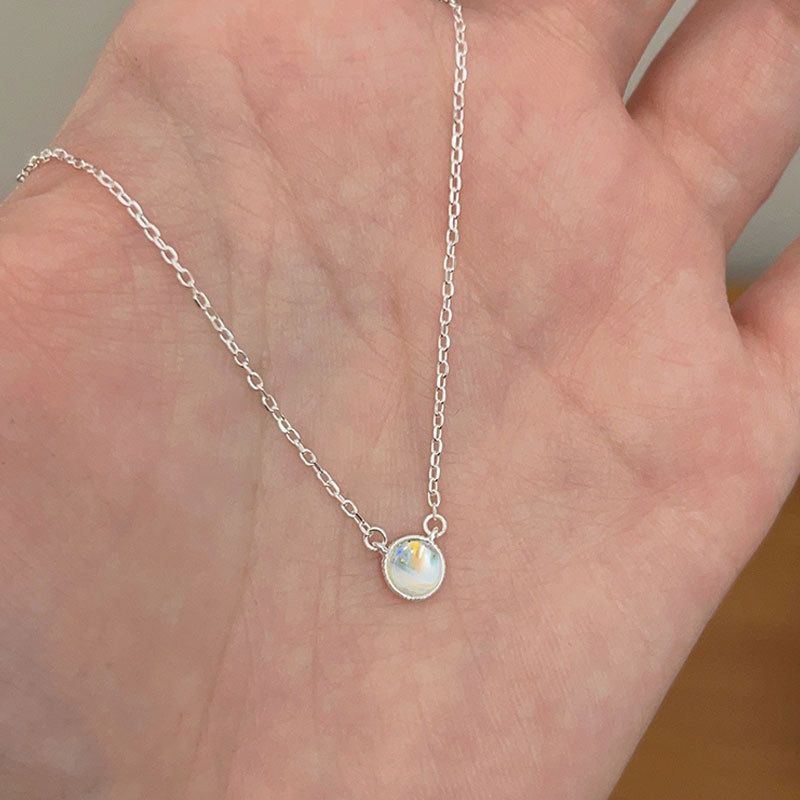 持恒S925纯银几何圆形项链女小众轻奢极简冷淡风精致小巧锁骨链潮