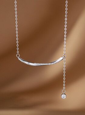 微笑S999足银流苏项链女生2024新款小众线条吊坠高级感锁骨链礼物