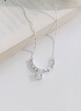 S925纯银新款碎银圆锆项链高级小众设计ins风简约锁骨链代发