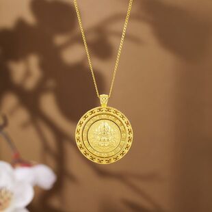 银城S925纯银旋转黄财神项链女新中式国潮财神吊坠锁骨链厂家批发