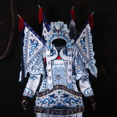 京剧武生武将男靠扎旗演出服