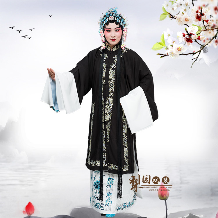 祥龙牌 戏曲服装舞台演出古装影视剧青衣花旦女褶子 黑色青衣披