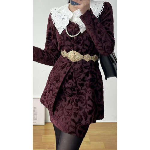 复古御姐vintage古着套装套裙