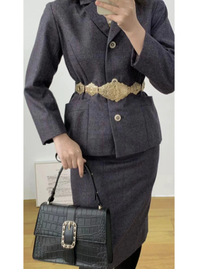 轻熟气质灰色日本洋服店制vintage古着孤品两件套装套裙女