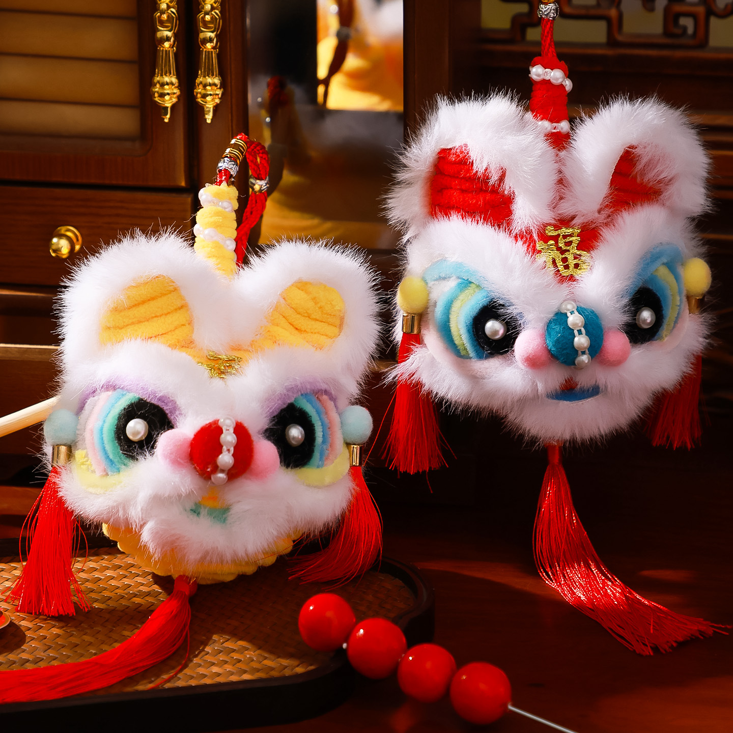 元宵节手工DIY发光醒狮花灯