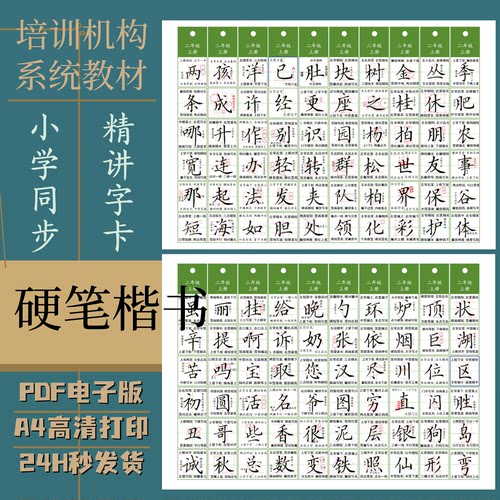 2025小学123456同步生字精讲字卡培训机构通用教材练字帖电子版